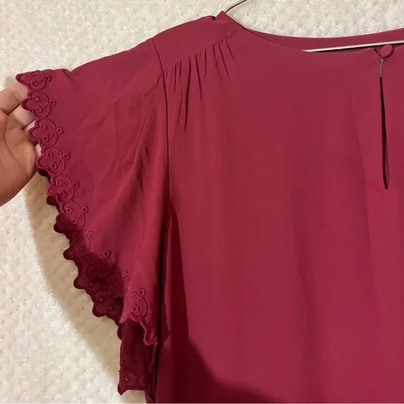 LOFT Mini Dress Flutter Sleeve Drawstring Waist Flowy Flattering Womens Medium - Picture 4 of 9